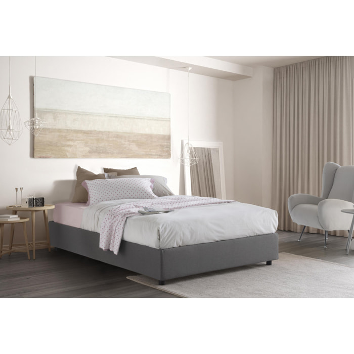 Letto matrimoniale Maria, Letto contenitore con rivestimento in tessuto, 100% Made in Italy, Apertura frontale, adatto per materasso Cm 160x200, Grigio