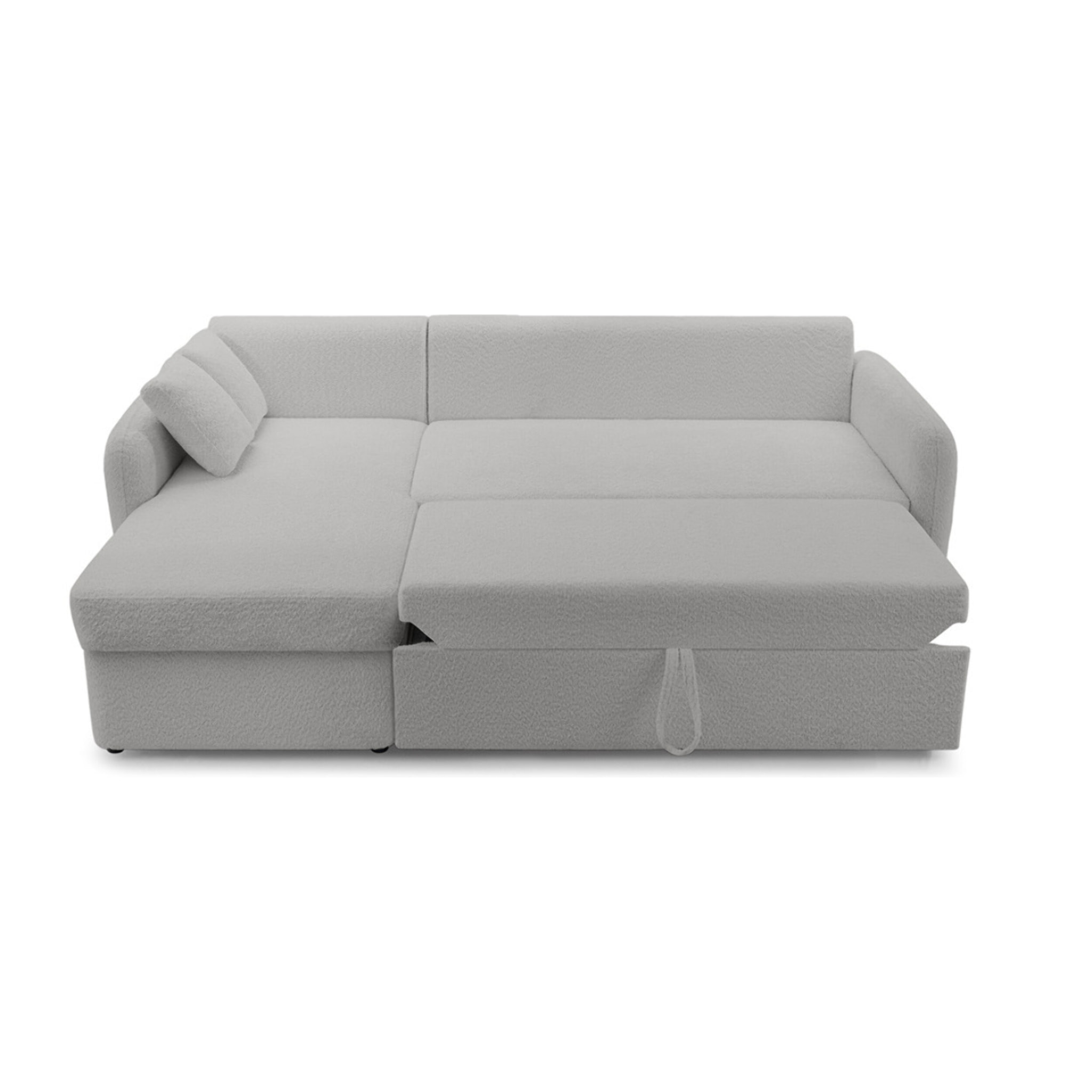 Pocatello - canapé d'angle réversible 4 places - convertible avec coffre - en tissu bouclette - Gris