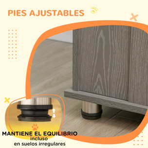 Jaula para Perros Grandes Desmontable 2 en 1 Mesa Auxiliar con 2 Puertas con Pestillo 4 Ventanas y Patas Ajustables 114x60x82 cm Gris