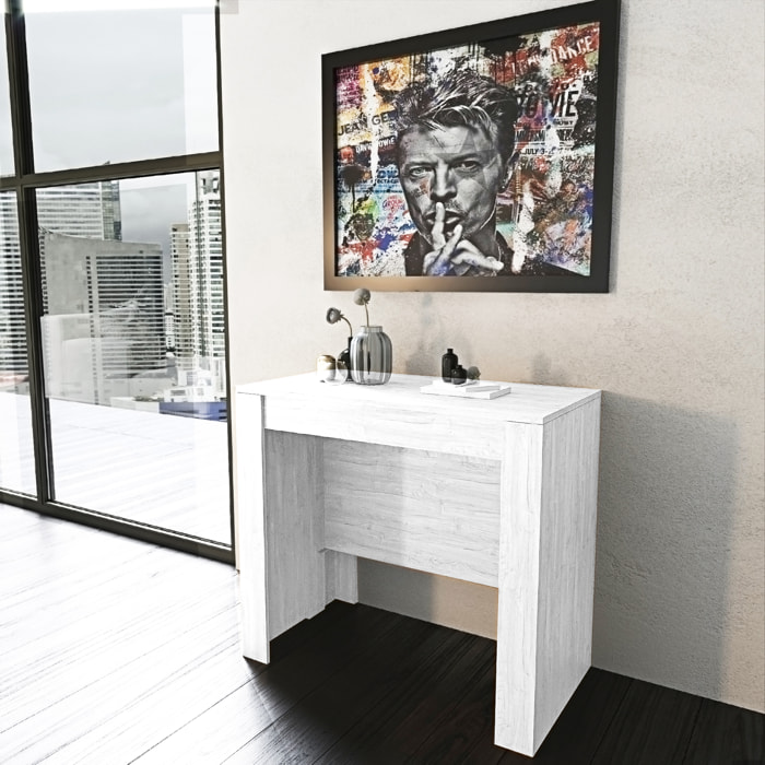 Tavolo Consolle Allungabile Oslo Plus Fino A 3 Metri Tavolo 14 Posti Salvaspazio Multiposizione Design Moderno Elegante 78x51x90 cm Bianco frassino