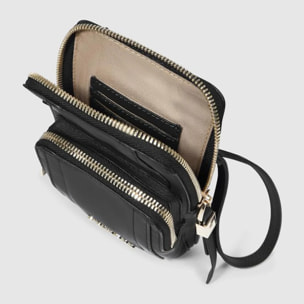 Piquadro Porta telefono da collo in pelle con porta carte di credito, schermato con protezione RFID