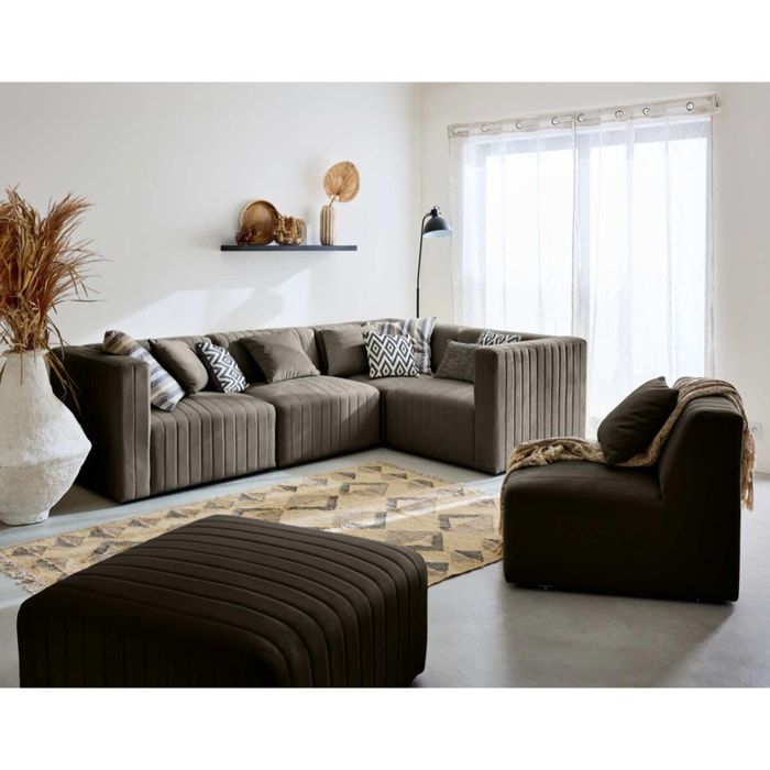 Nova - module d'assise gauche - en velours - Gris