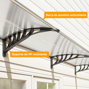 Marquesinas para Puertas y Ventanas 90x295x23,5 cm Tejadillo de Protección contra Sol y Lluvia Diseño Moderno Aleación de Aluminio Transparente