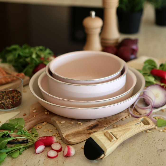 Batterie de cuisine 5 pièces en aluminium recyclé rose