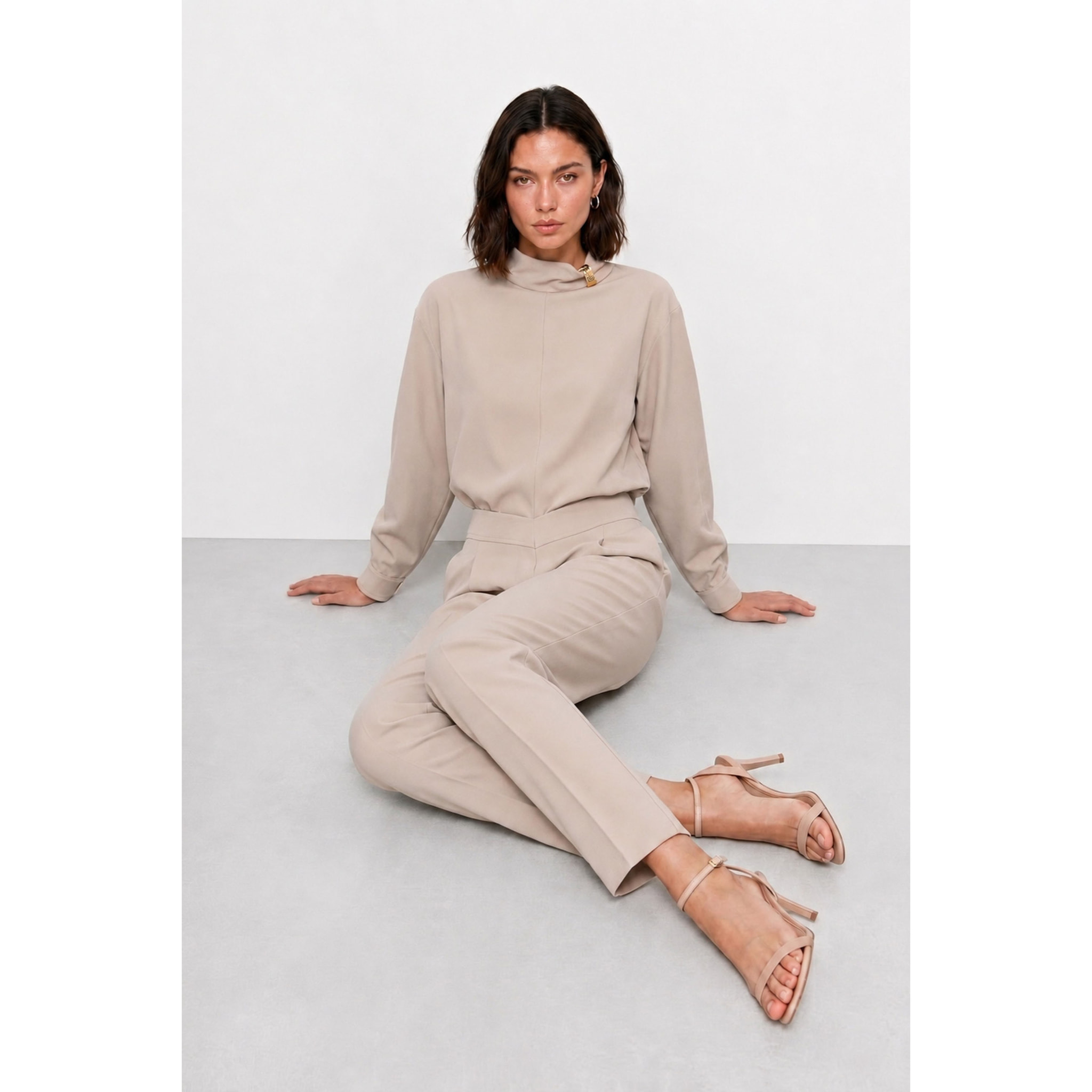 Kocca - Pantalone da donna a vita alta con pieghe in viscosa Donna