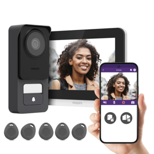 Visiophone filaire connecté Philips Connect 3 avec 5 badges