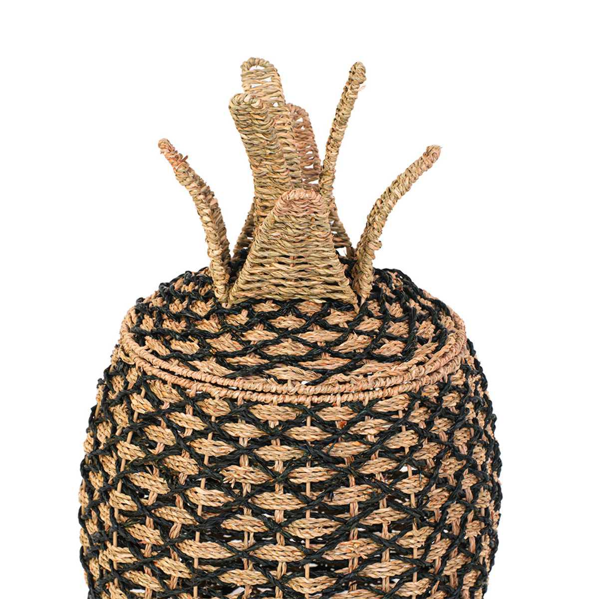 Panier ananas jonc de mer naturel et noir