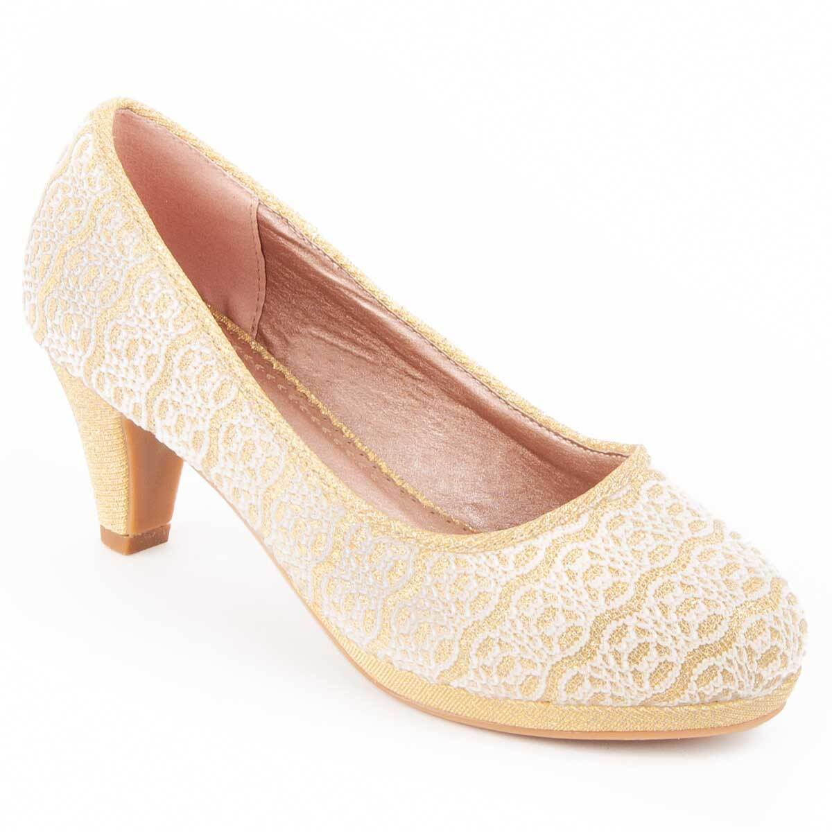 Zapato De Tacón - Dorado - Altura: 6 Cm