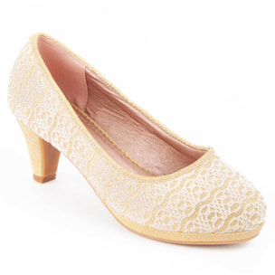 Zapato De Tacón - Dorado - Altura: 6 Cm