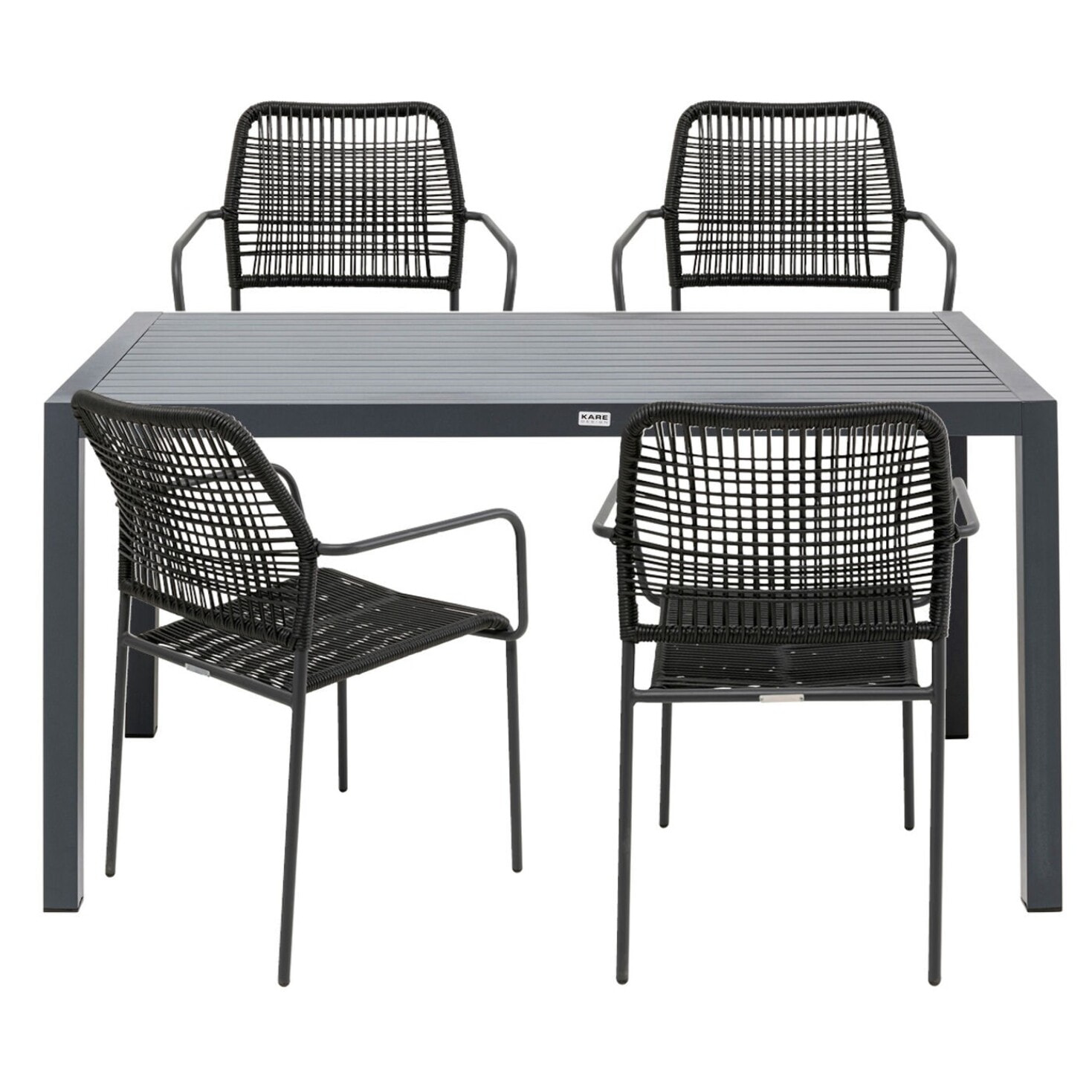 Ensemble de jardin Madagascar table et 4 chaises anthracite Kare Design