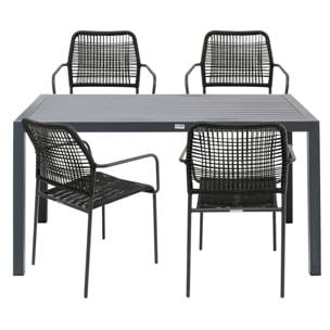 Ensemble de jardin Madagascar table et 4 chaises anthracite Kare Design