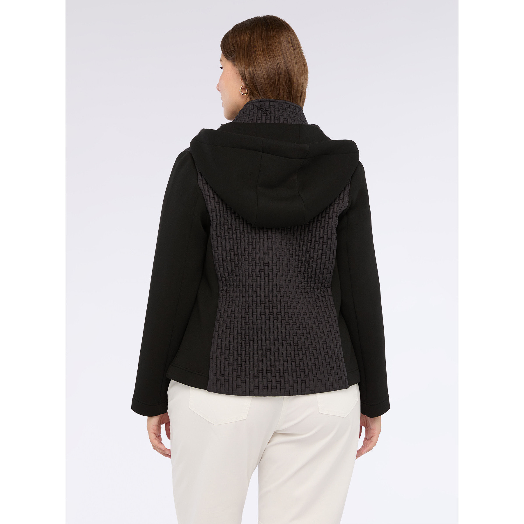 Fiorella Rubino - Piumino bimaterico leggero con cappuccio - Nero