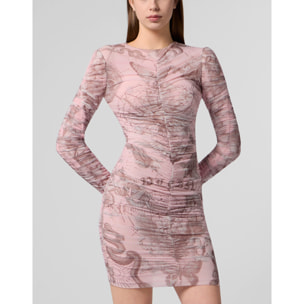 PHILIPP PLEIN Wrinkled Mini Dress Butterfly Tattoo