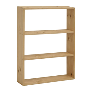 Estantería de madera maciza tono roble medio con 2 estantes Alto: 110 Largo: 80 Ancho: 20