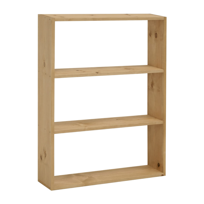 Estantería de madera maciza tono roble medio con 2 estantes Alto: 110 Largo: 80 Ancho: 20