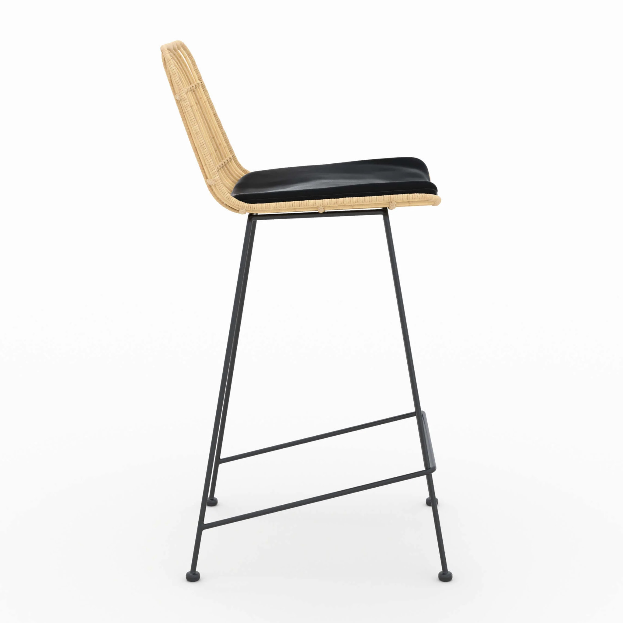 Lot de 2 chaises pour îlot central 66 cm en rotin et noir - Goa