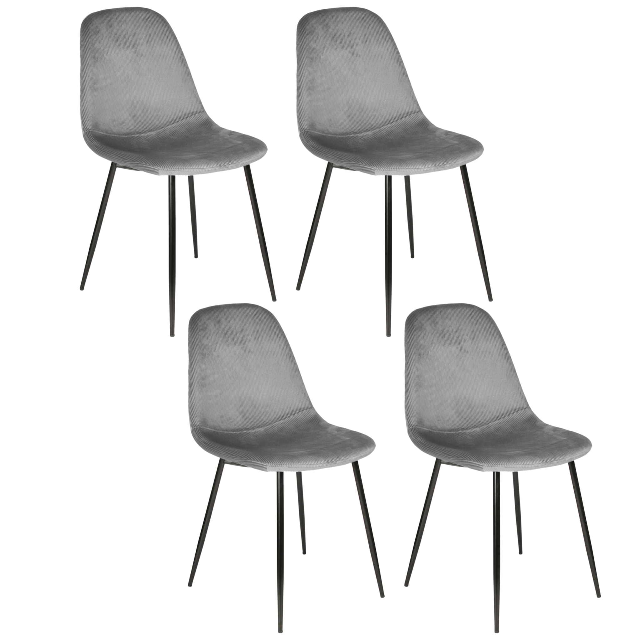 Chaise Velours Cotele Giulia Gris - Lot De 4