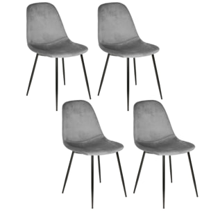 Chaise Velours Cotele Giulia Gris - Lot De 4