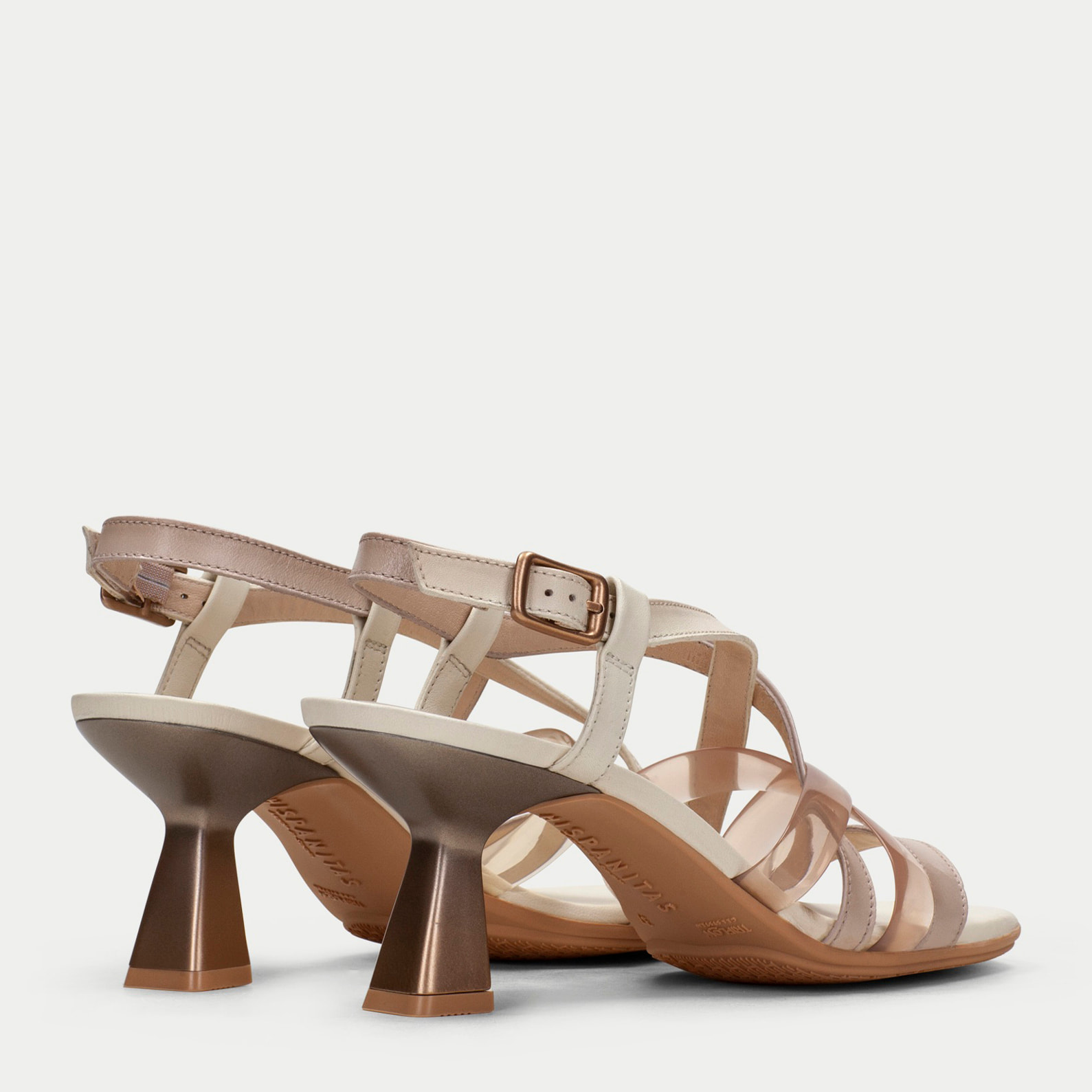 Sandalia Tacon Danielle Piedra crema 6 cm