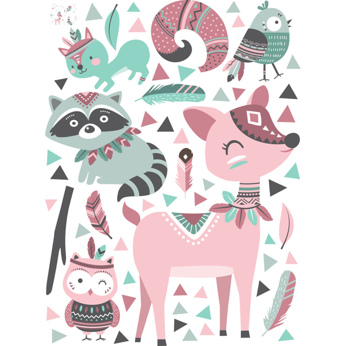 Stickers muraux | Sticker Mural Autocollant - ANIMAUX ET PLUMES INDIENNES - Stickers adhésifs