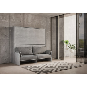Lit escamotable horizontal superposé 2 couchages 85 Kando Sofà avec matelas Gris Béton - ALESSIA 20