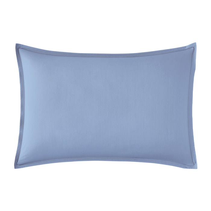 Taie d'oreiller unie en percale de coton, PREMIÈRE, Bleu Olympe