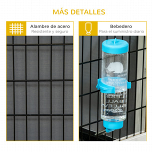 Conejera de Madera con Ruedas 90x53x55 cm Jaula de Conejillos con Bandeja Extraíble y Botella de Agua Casita para Animales Pequeños Gris Oscuro