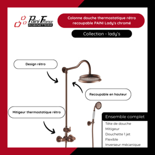 Colonne douche thermostatique rétro recoupable Paini Lady's Auburn