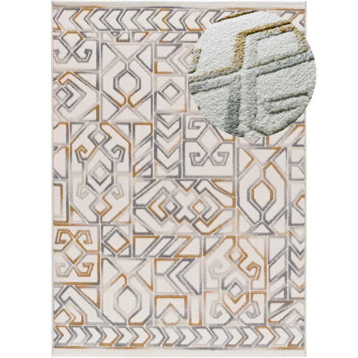 AMARA Alfombra étnica con relieve Plata, varias medidas disponibles.