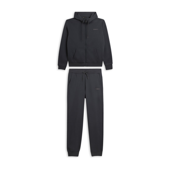 Tuta con full zip, cappuccio e fondo a polsino