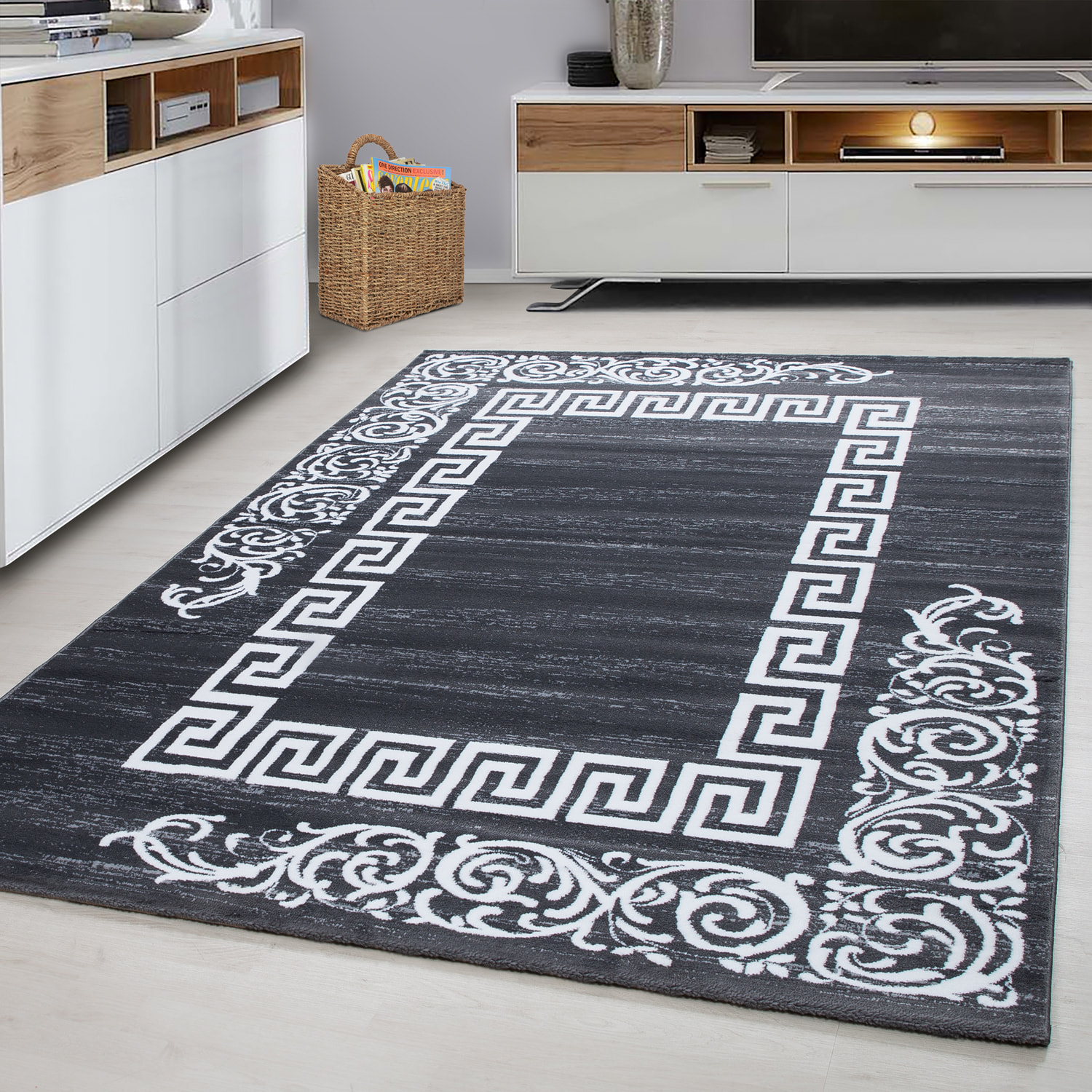 MIAMI - Tapis de salon à motif rétro gris - MIA6620GRI