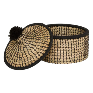 Lot de 3 paniers Nyero rond beige et noir
