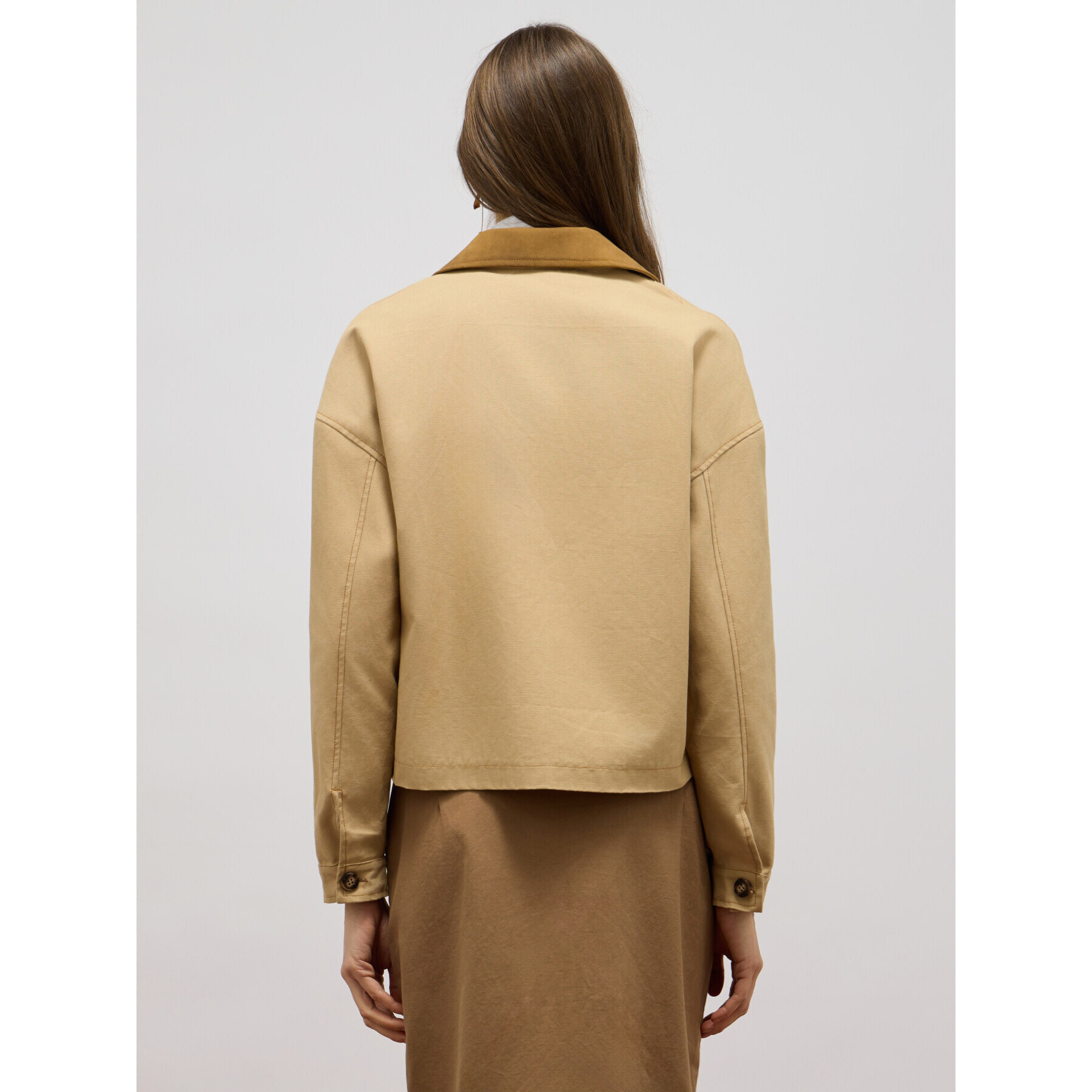 Oltre - Chaqueta bimaterial de mezcla de algodón - Beige