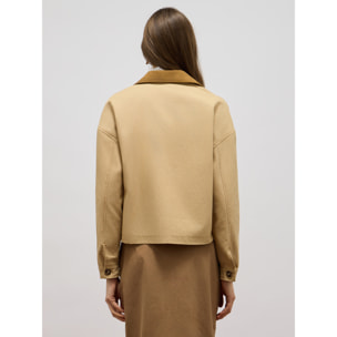 Oltre - Chaqueta bimaterial de mezcla de algodón - Beige