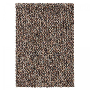 Tapis shaggy tissé en laine motif faux uni ELRA