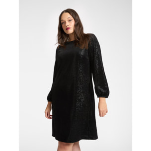 Elena Mirò - vestido de chenilla laminado - Negro