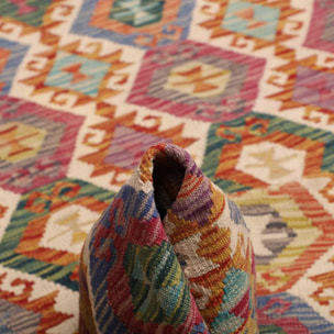 Tapis kilim ethnique en laine naturelle, tissé plat artisanal