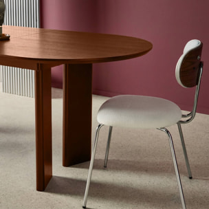 Table à manger oblongue extensible bois d'hévéa et placage chêne 6-8 places ALBANE