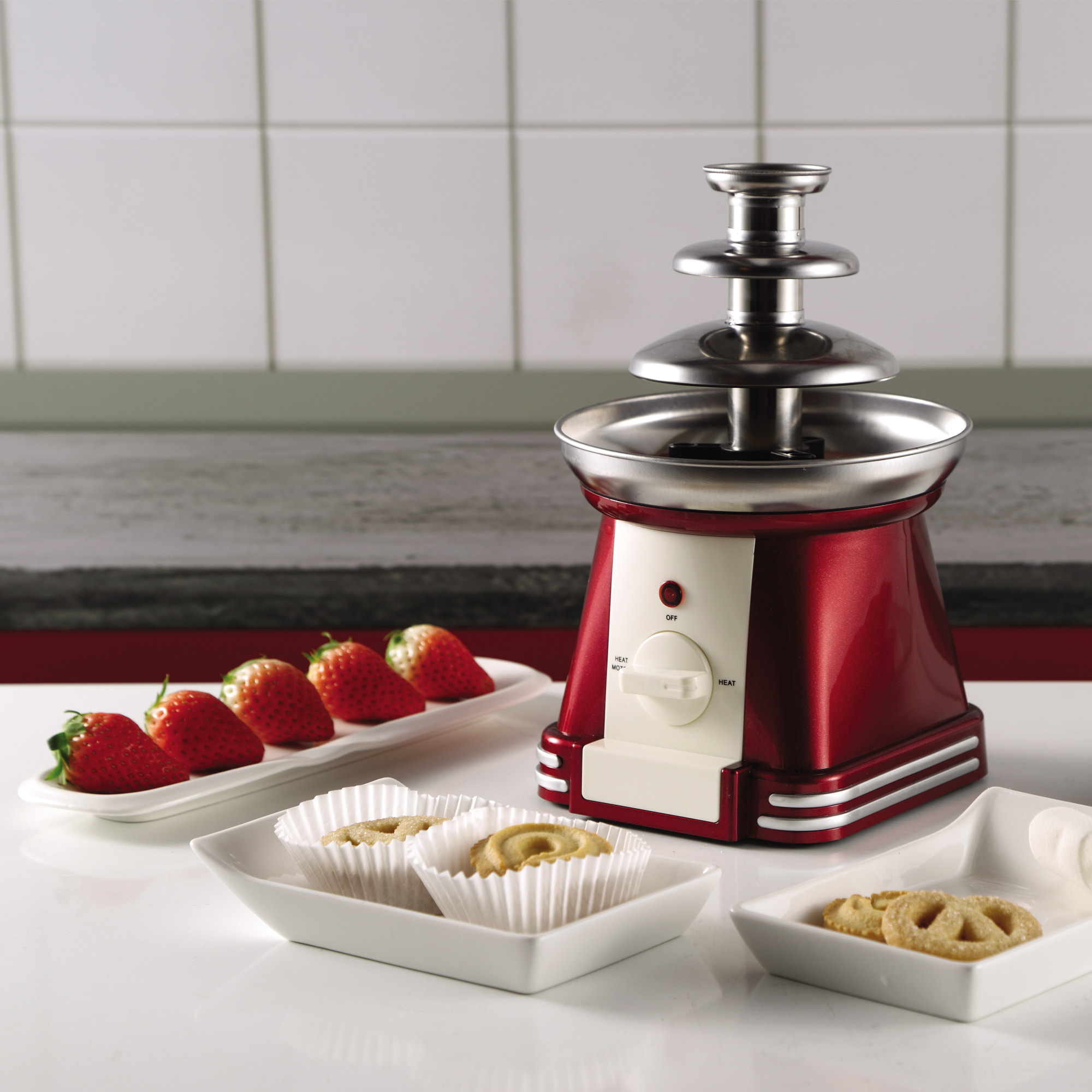 Fondue de chocolate 32W y capacidad 35L color rojo, Swiss Home