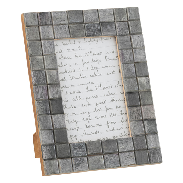 J-Line cadre photo Motif Carré - bois/corne - gris - small
