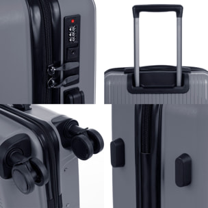 Set di 3 valigie Trolley, in materiale leggero PP resistente alle rotture. Chiusura TSA a combinazione, 4 ruote doppie girevoli a 360°.