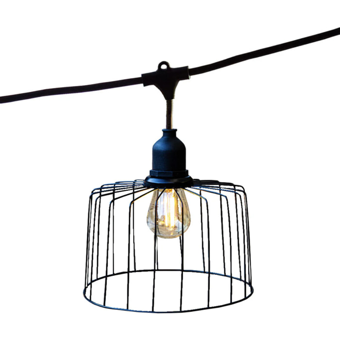 Guirlande cage métal NEMA 10 ampoules E27 6M