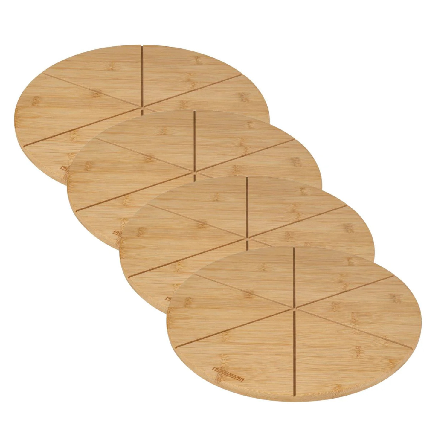 Ensemble de 4 Planches à pizza avec rainures de coupe, Ø 32 cm