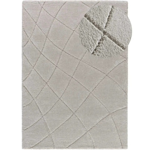 MOLIER Alfombra shaggy con formas abstractas en plata, varias medidas disponibles.