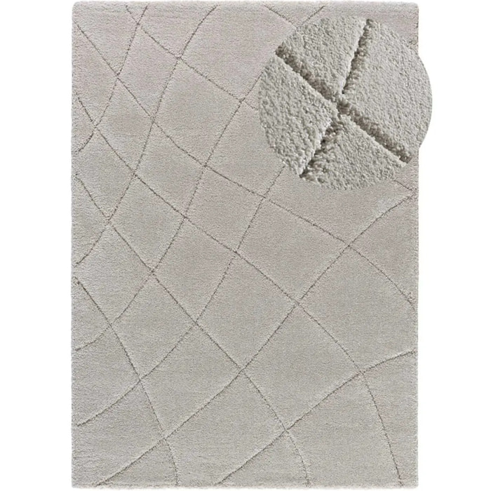 MOLIER Alfombra shaggy con formas abstractas en plata, varias medidas disponibles.
