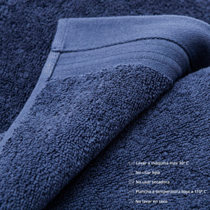 Set toallas baño (tocador 30x50cm + manos 50x90cm + baño 70x140cm) 450gsm en algodón azul con gris scalpers home