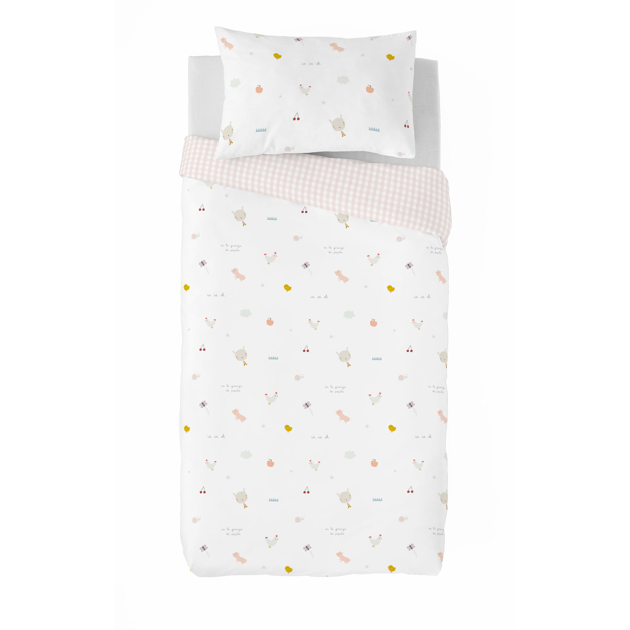 Haciendo el Indio - Funda Nórdica Estampada - Reversible - Infantil - Cierre Solapa - 100% Algodón - Incluye 1 Funda de Almohada - Granja