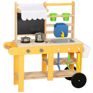 Cuisine enfant desserte en bois nombreux rangements et accessoires