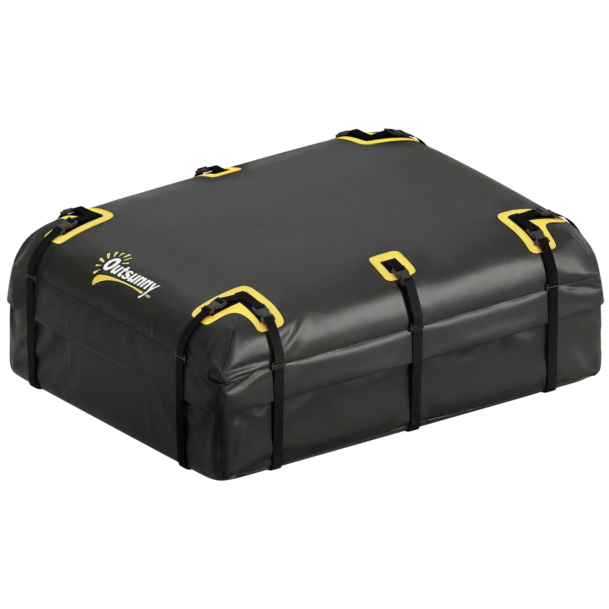 Coffre de toit souple pliant 595L avec accessoires charge max. 50 Kg jaune noir