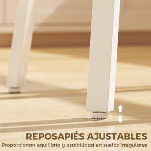 Mesa Alta Cocina Redonda con Estante de Almacenamiento, Mesa Alta Bar Moderna para 2 Personas con Marco de Metal para Salón y Comedor, 55x55x95 cm, Madera Natural y Blanco